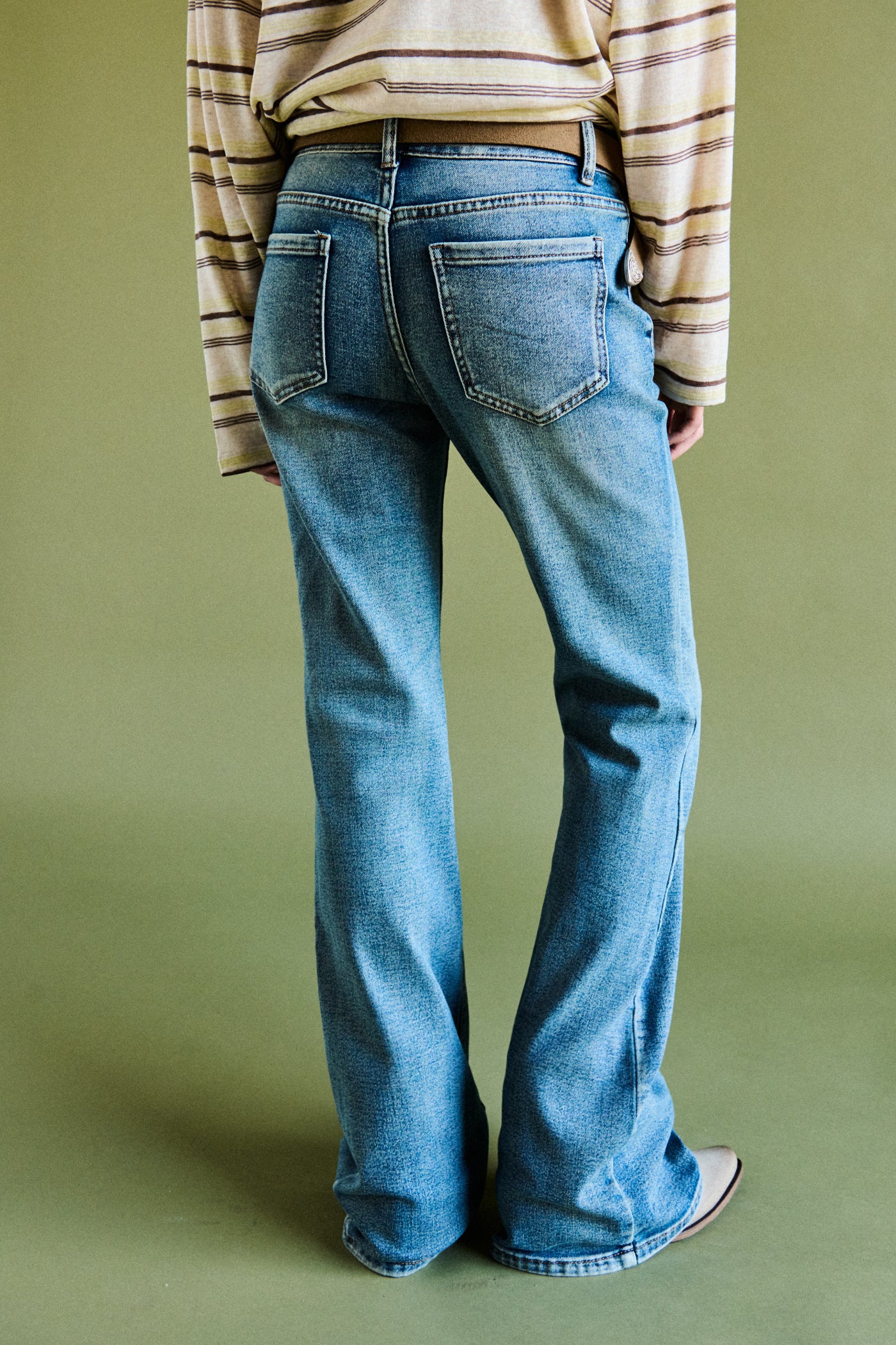 Jeans bootcut vita media - DENIM BLU