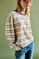 Maglia M/lunga rigata - MARRONE
