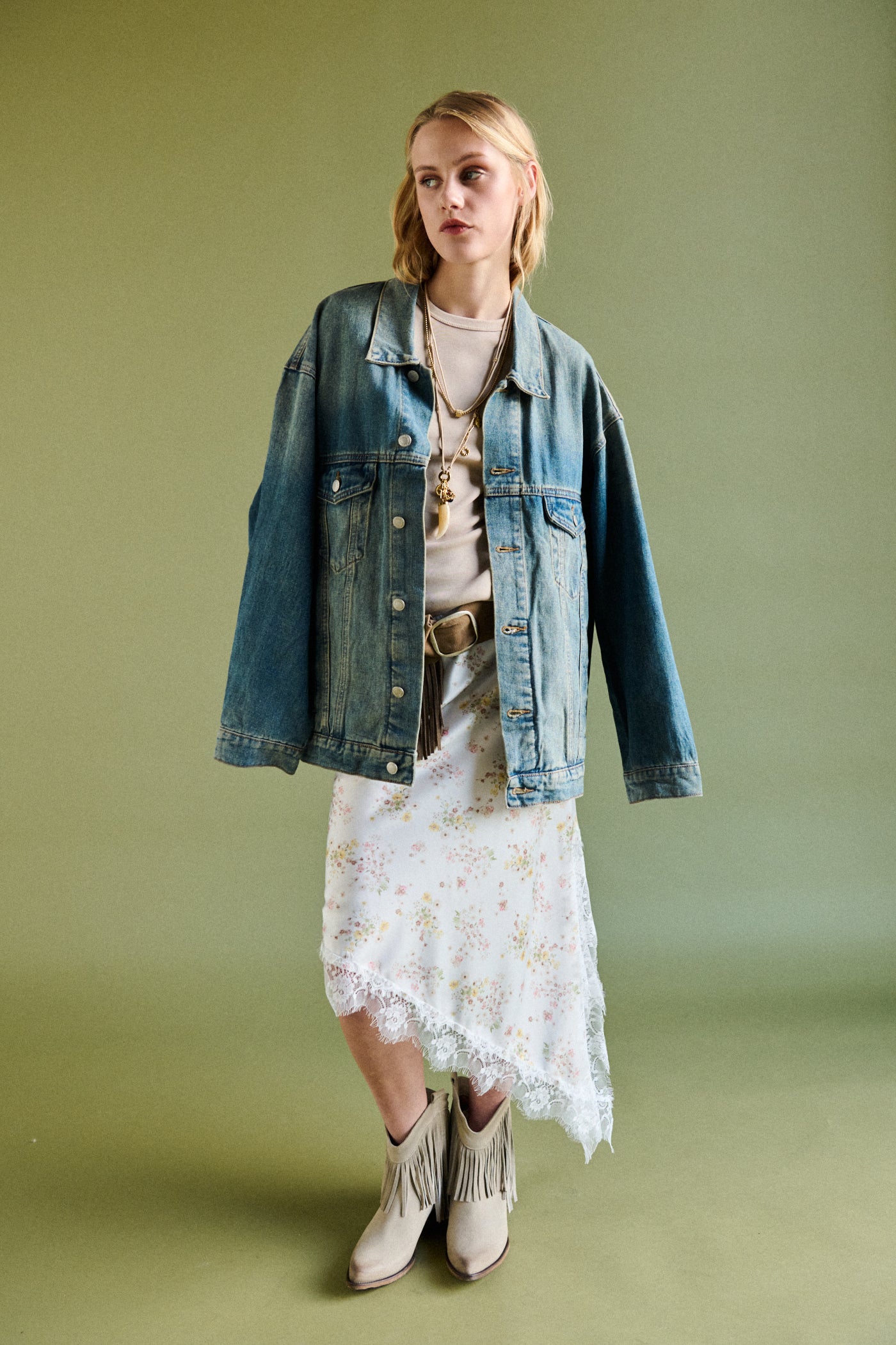 Giacca oversize in denim - DENIM SABBIATO