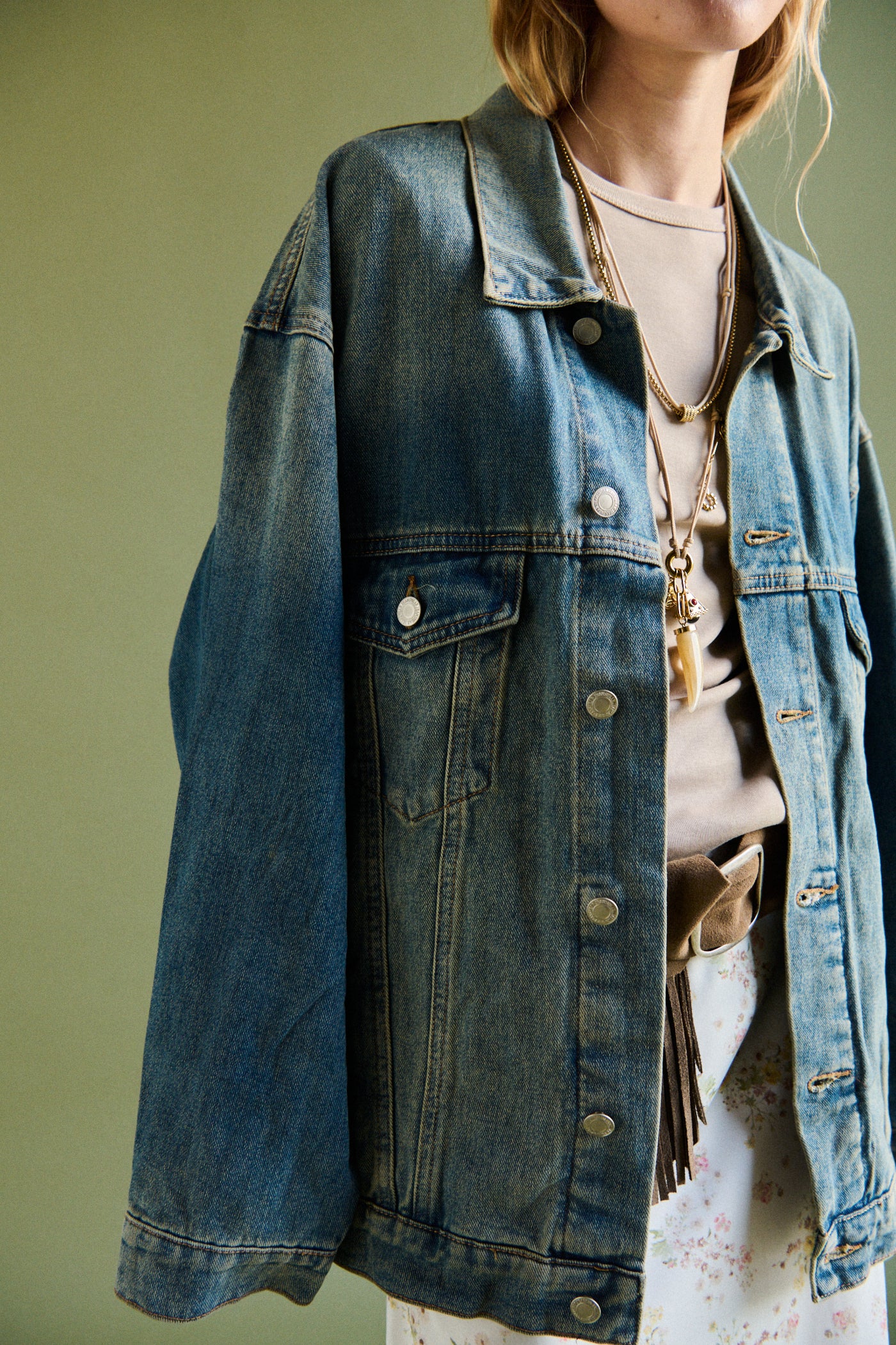 Giacca oversize in denim - DENIM SABBIATO