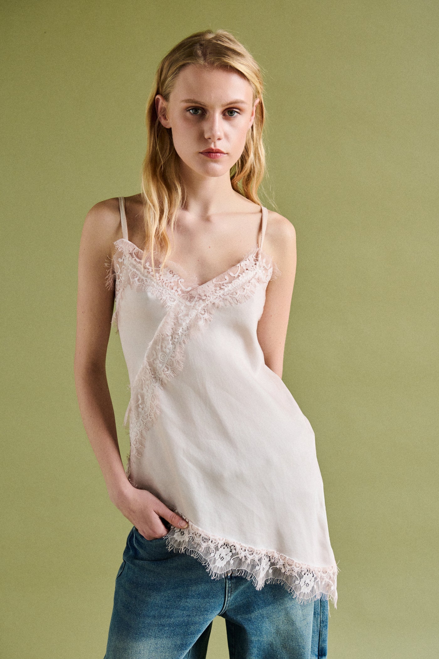 Top raso lingerie con pizzo - CIPRIA