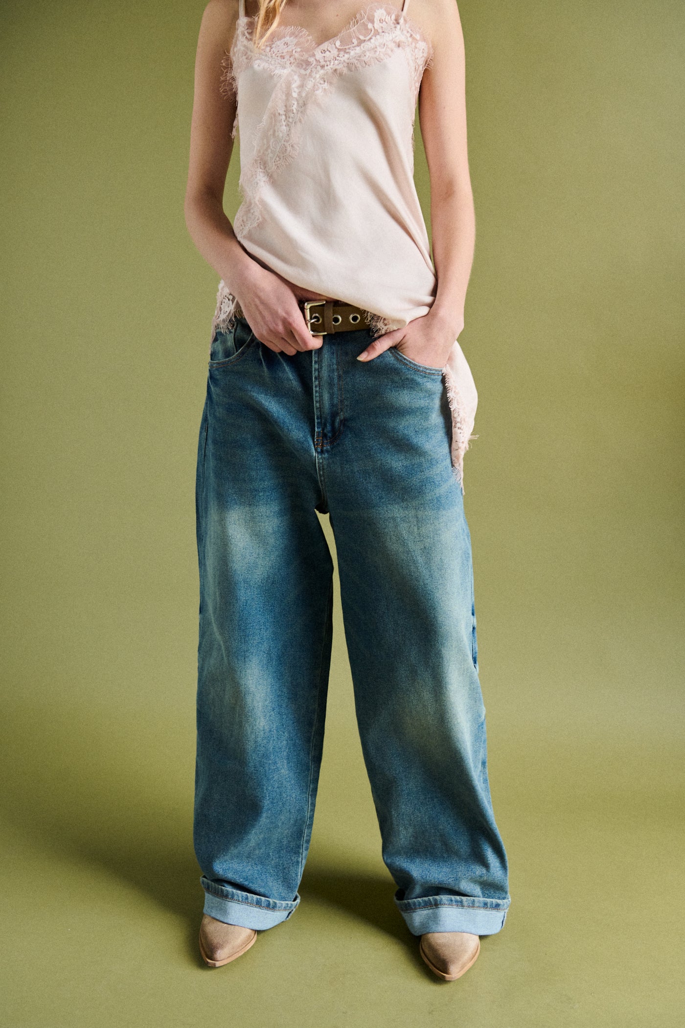 Jeans baggy folded - DENIM BLU