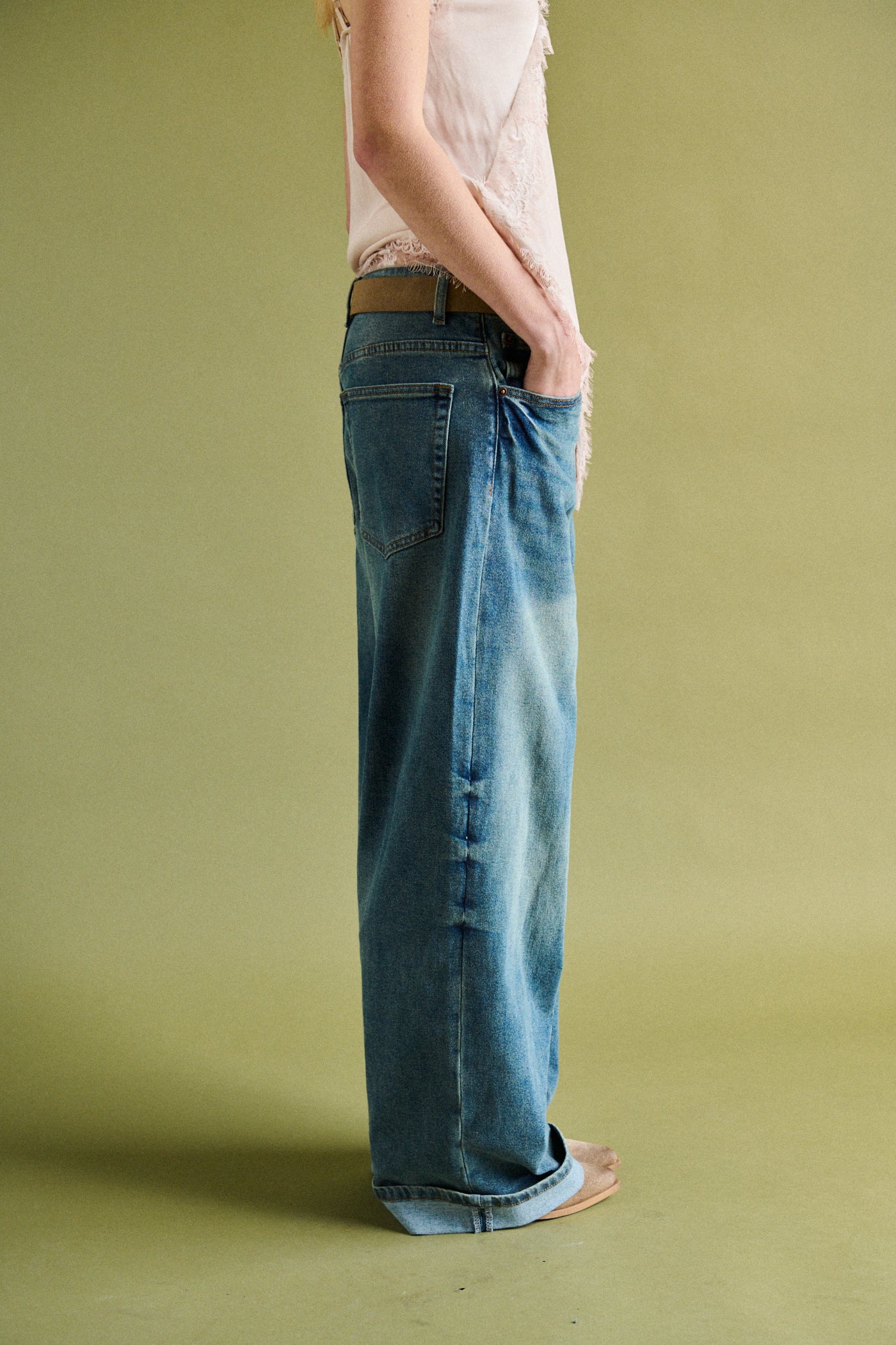 Jeans baggy folded - DENIM BLU