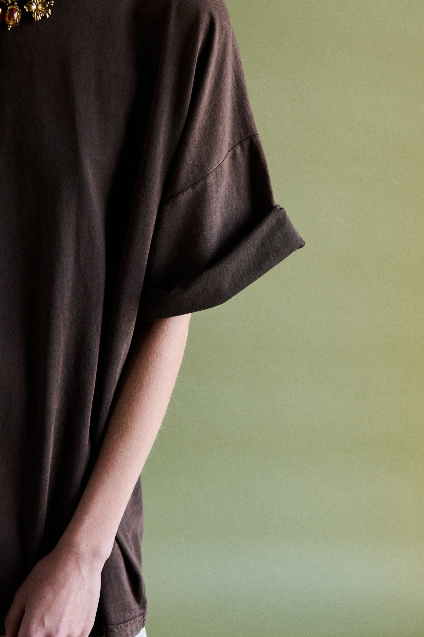 Maglia oversize stone washed - MARRONE