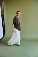 Gonna midi tulle e pizzo - PANNA