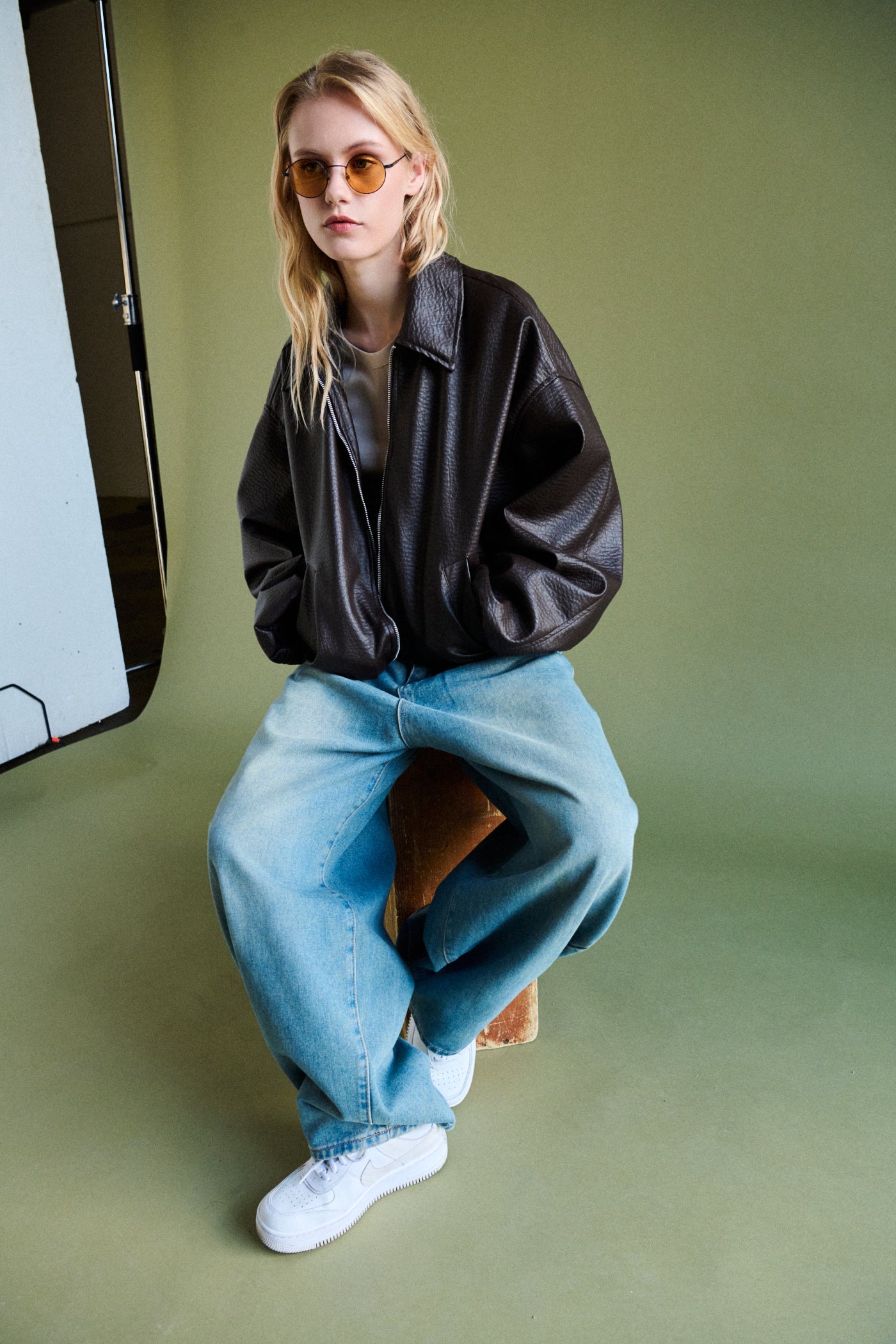Bomber in ecopelle - MARRONE