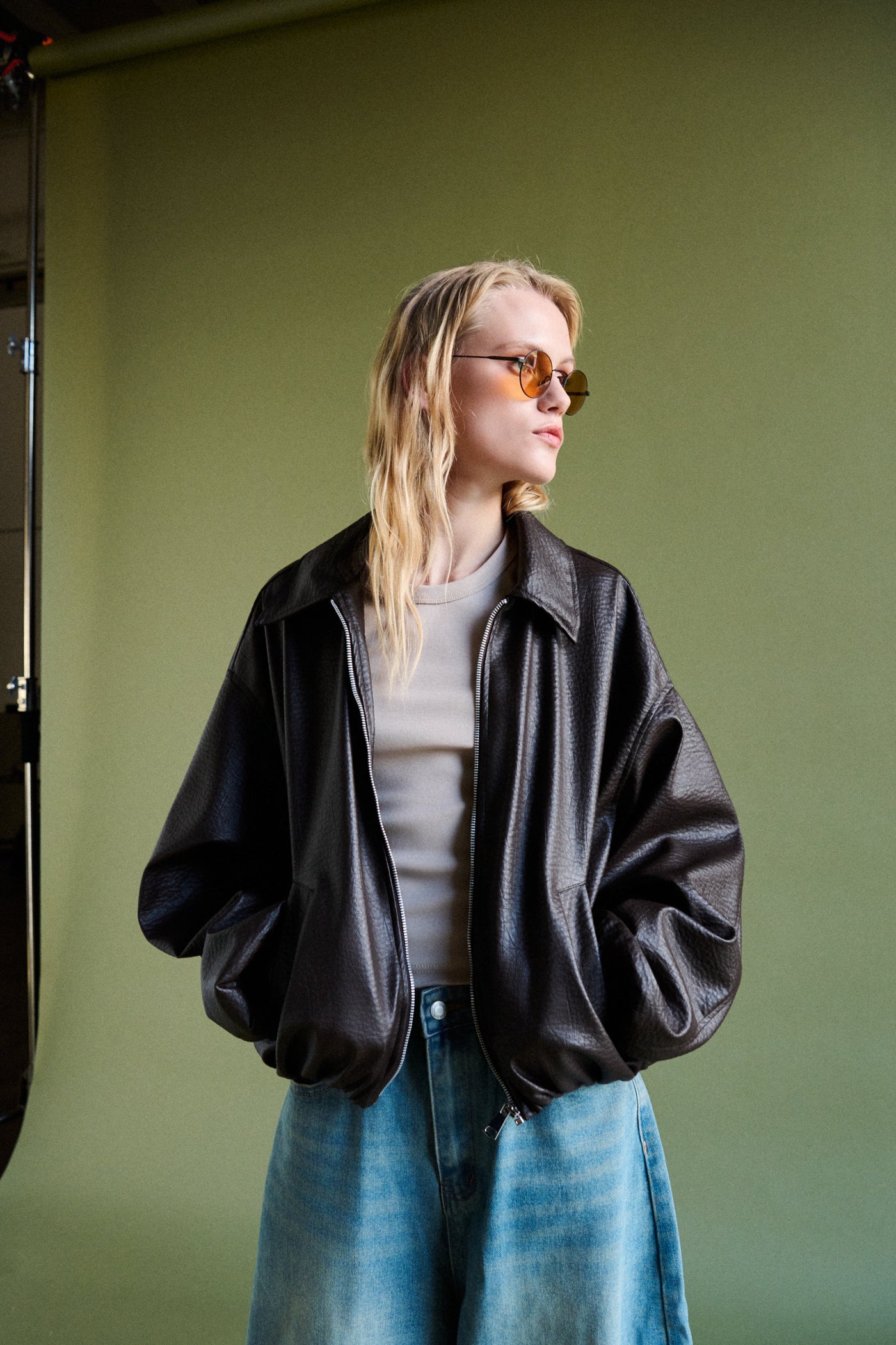 Bomber in ecopelle - MARRONE