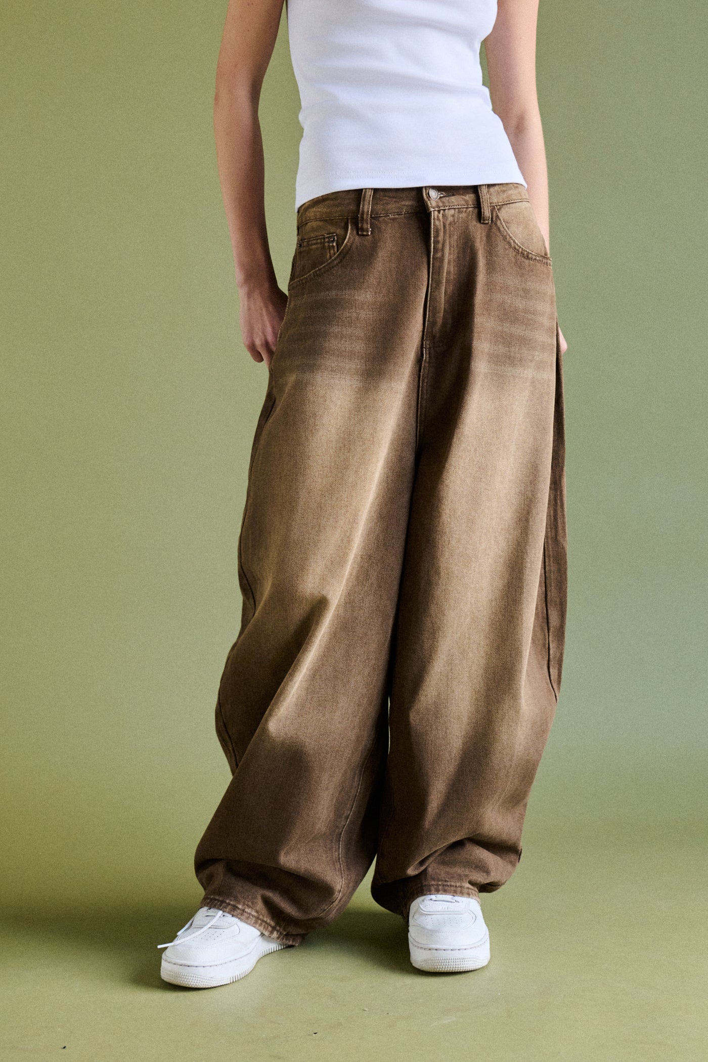 Jeans baggy fit barrel - MARRONE