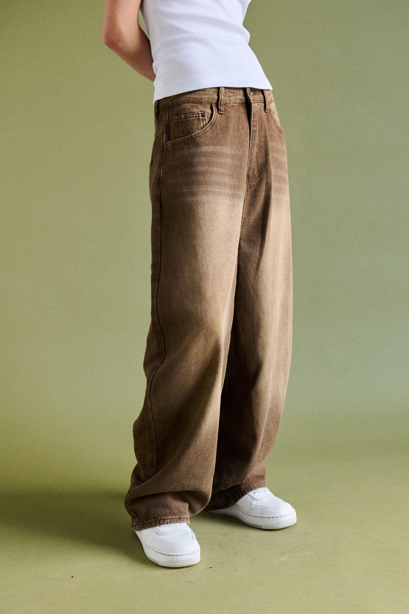 Jeans baggy fit barrel - MARRONE