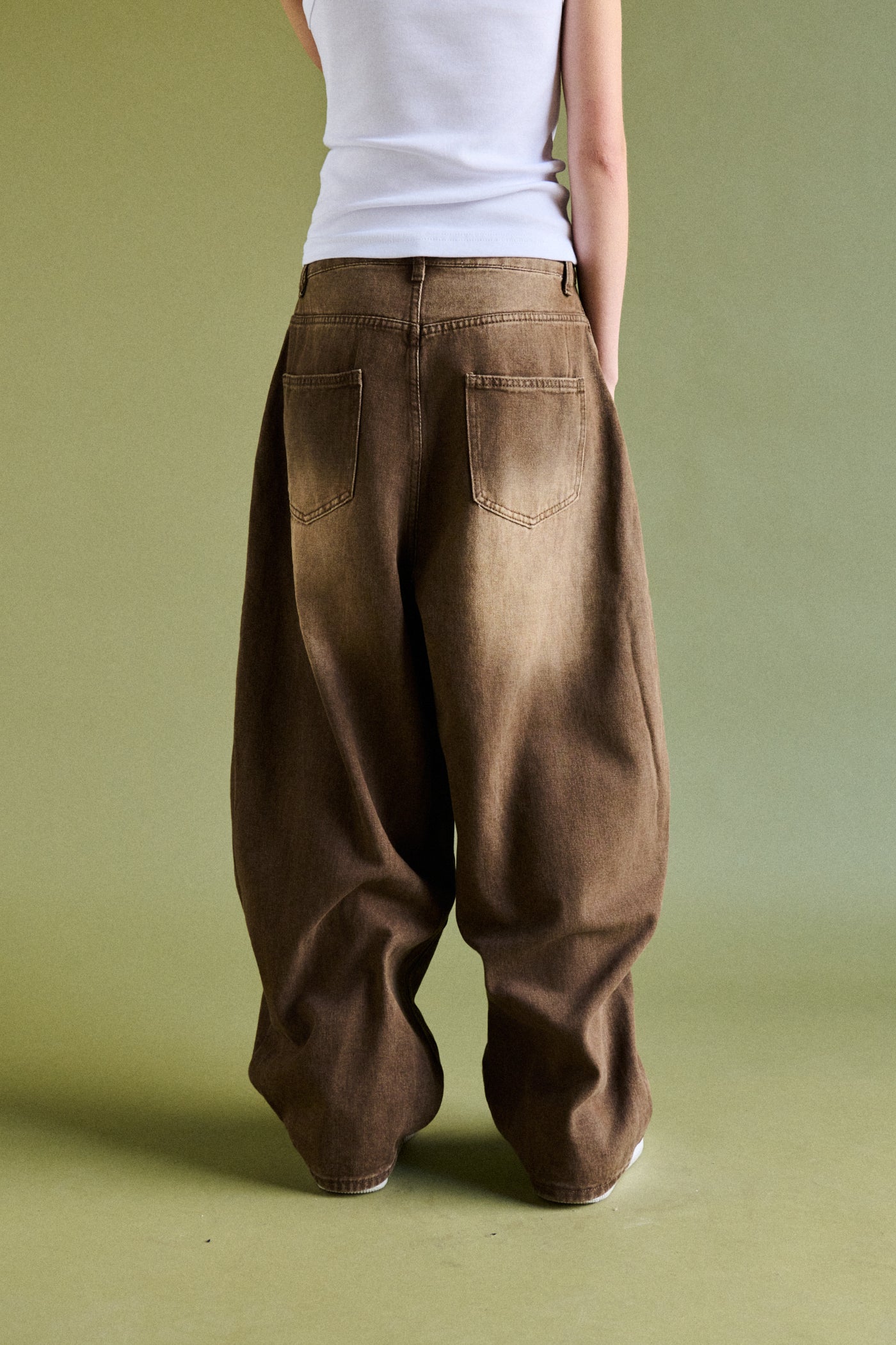 Jeans baggy fit barrel - MARRONE