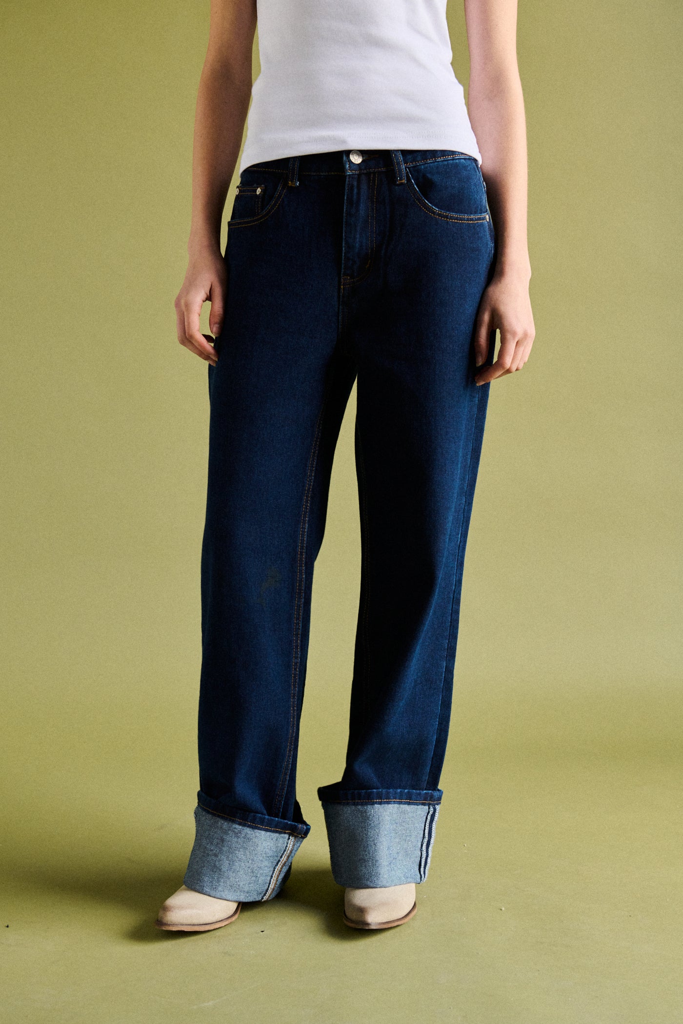 Jeans wid leg risvolto - RAW DENIM