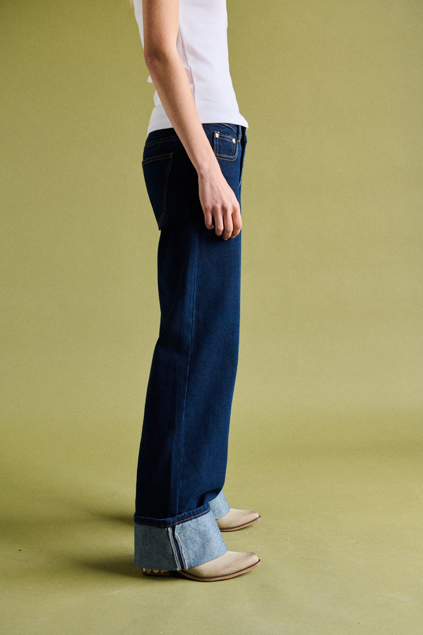 Jeans wid leg risvolto - RAW DENIM