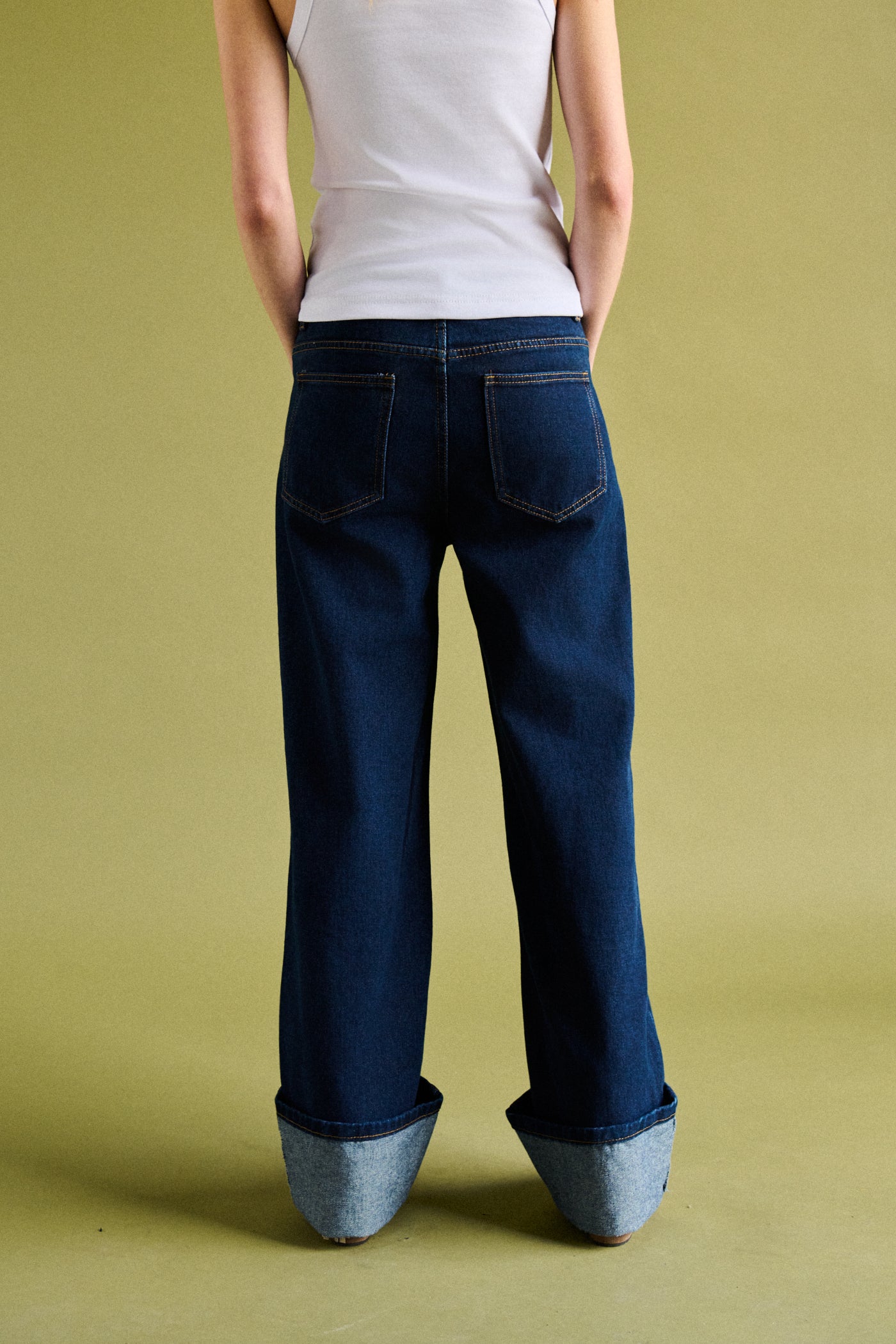 Jeans wid leg risvolto - RAW DENIM
