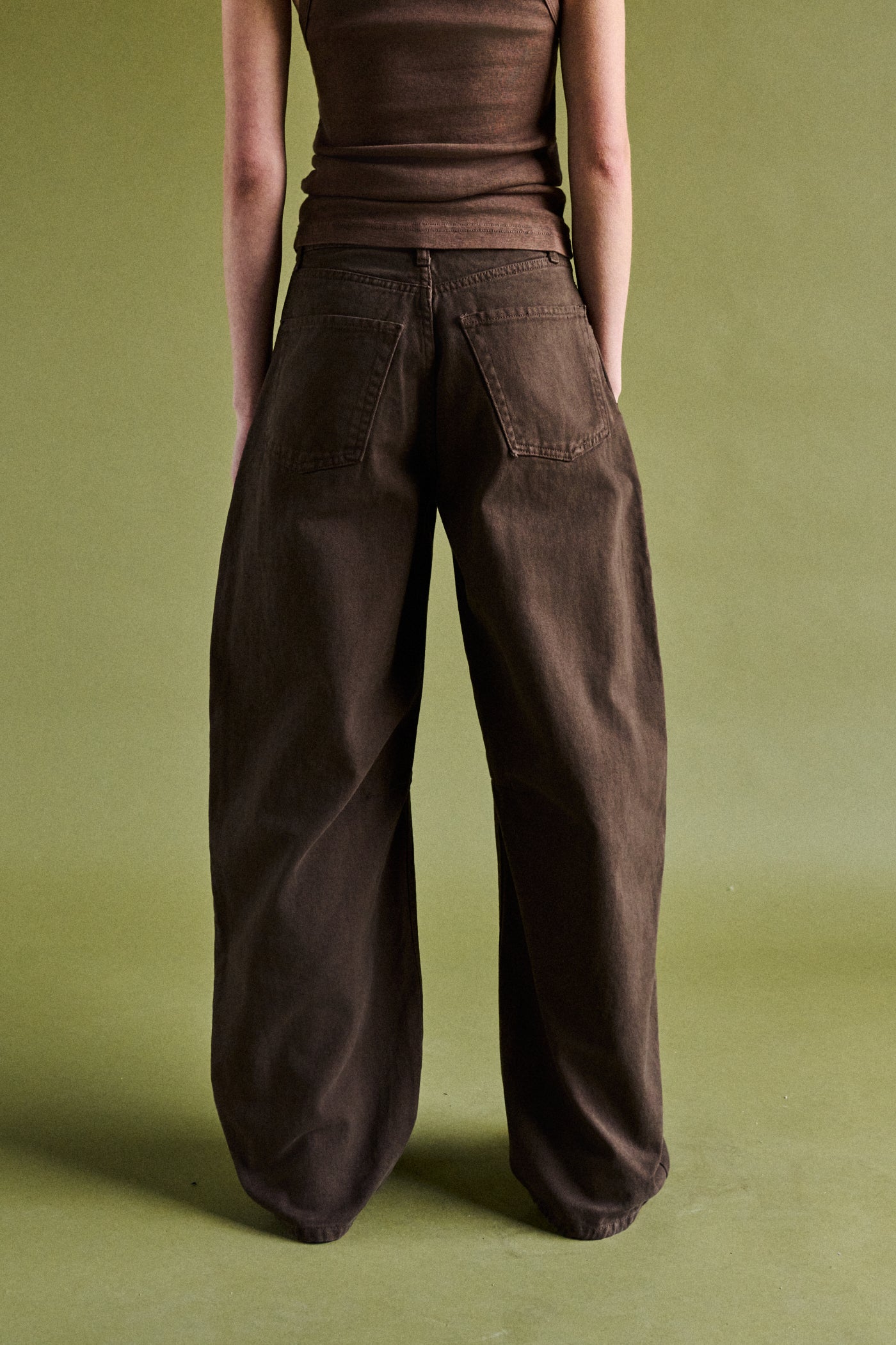 Pantalone barrel in bull - MARRONE