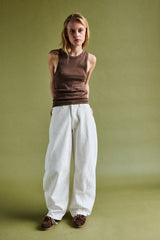 Pantalone barrel in bull - OFF WHITE