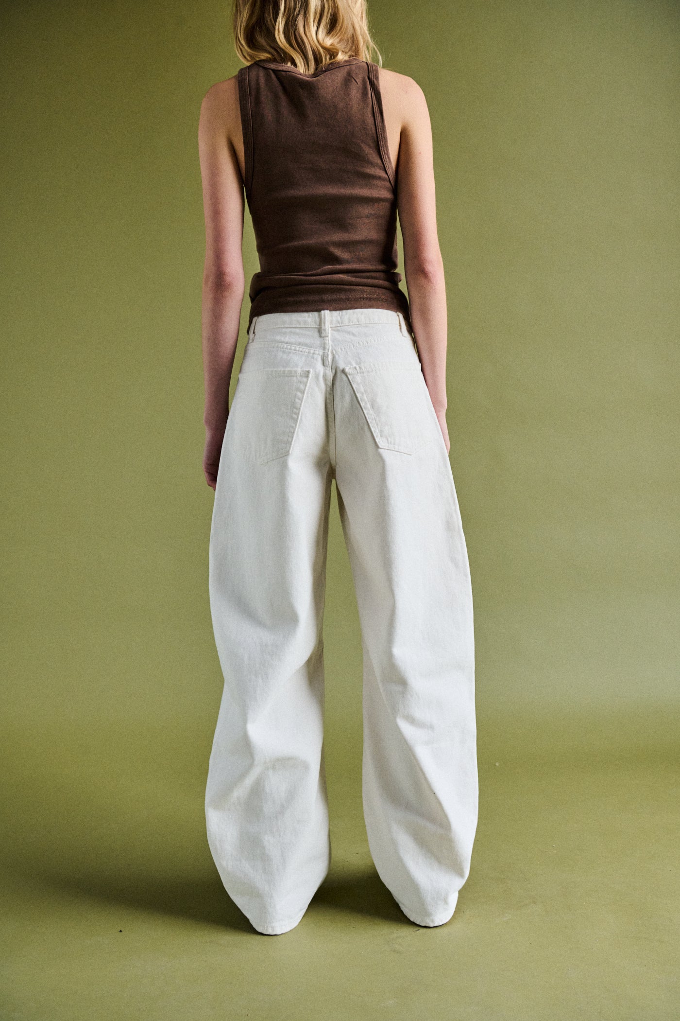 Pantalone barrel in bull - OFF WHITE