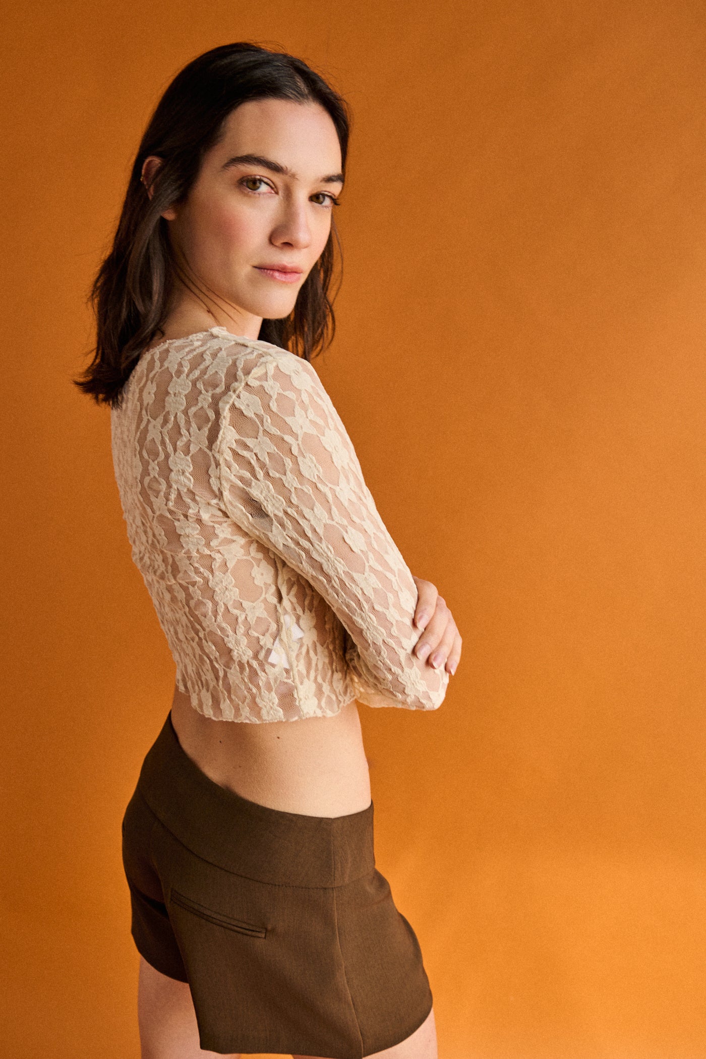 Maglia crop in pizzo - BURRO