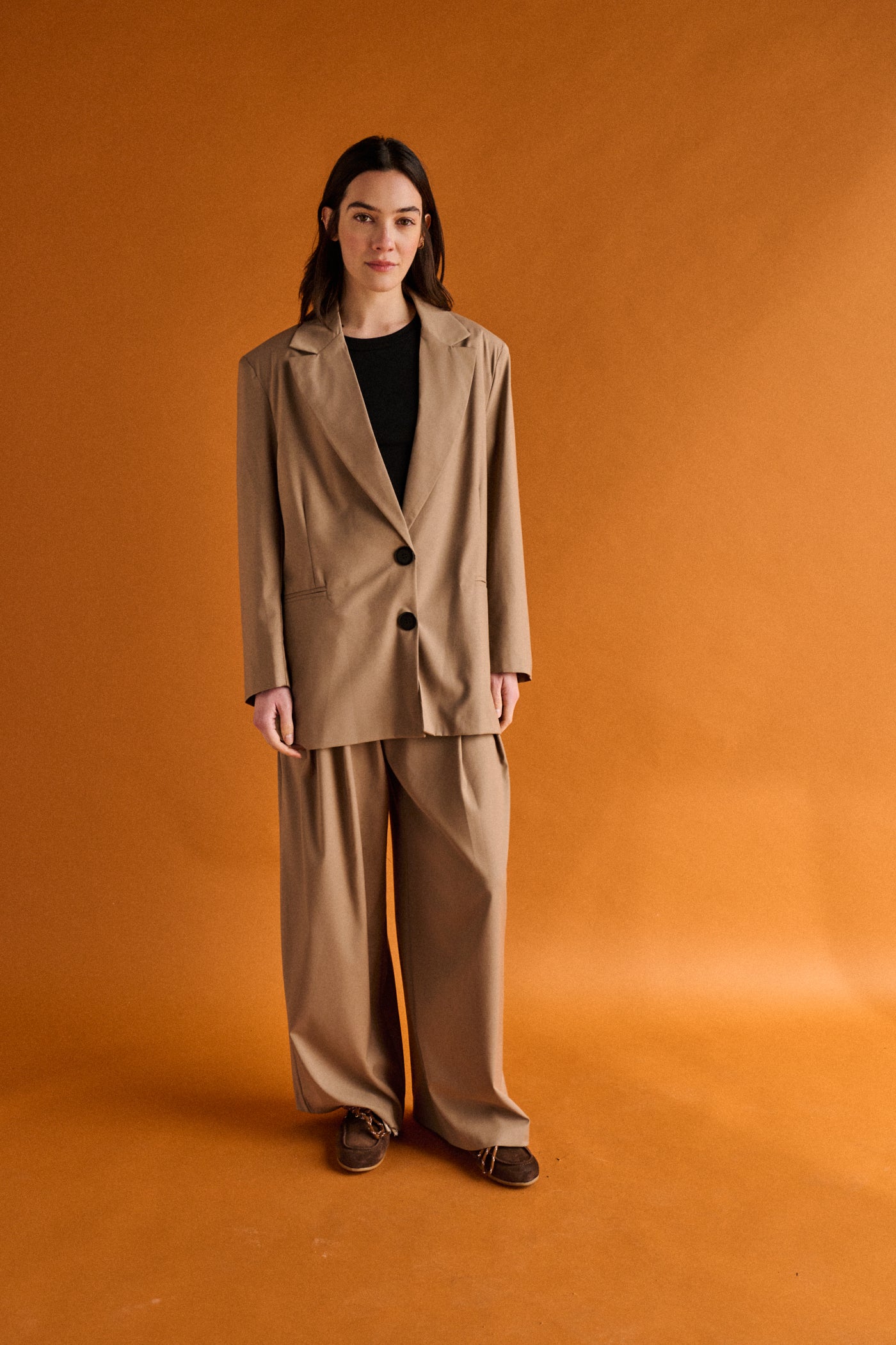 Pantaloni con pinces - BEIGE