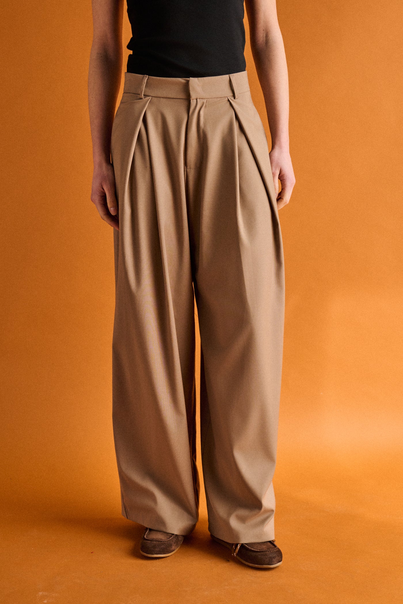 Pantaloni con pinces - BEIGE
