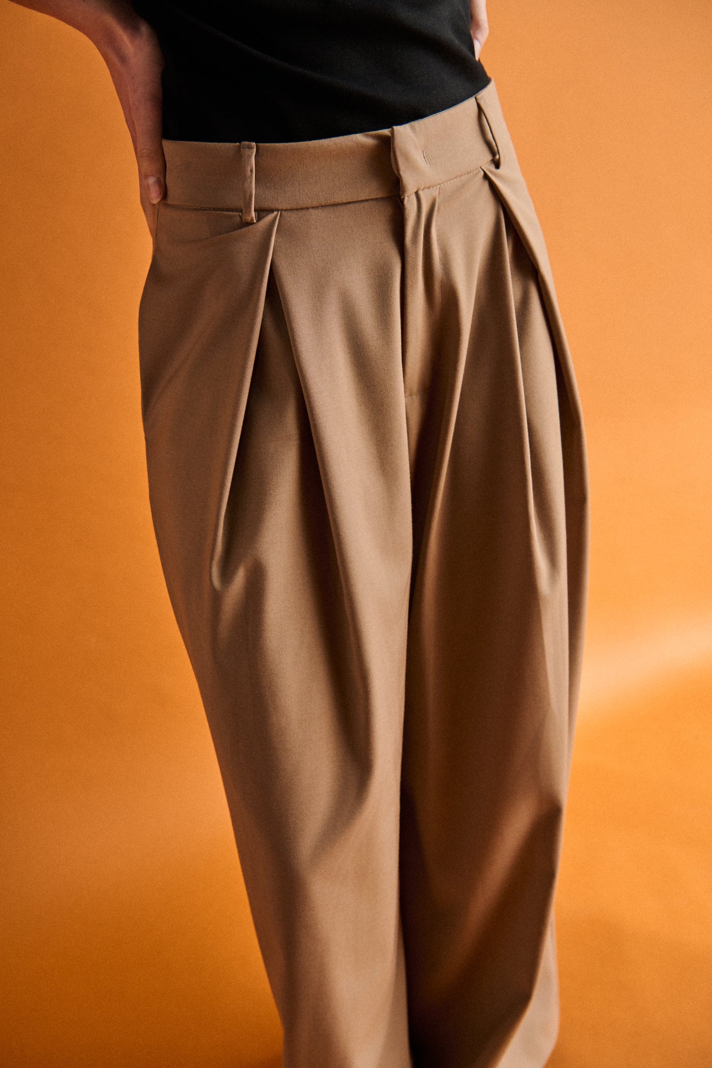 Pantaloni con pinces - BEIGE