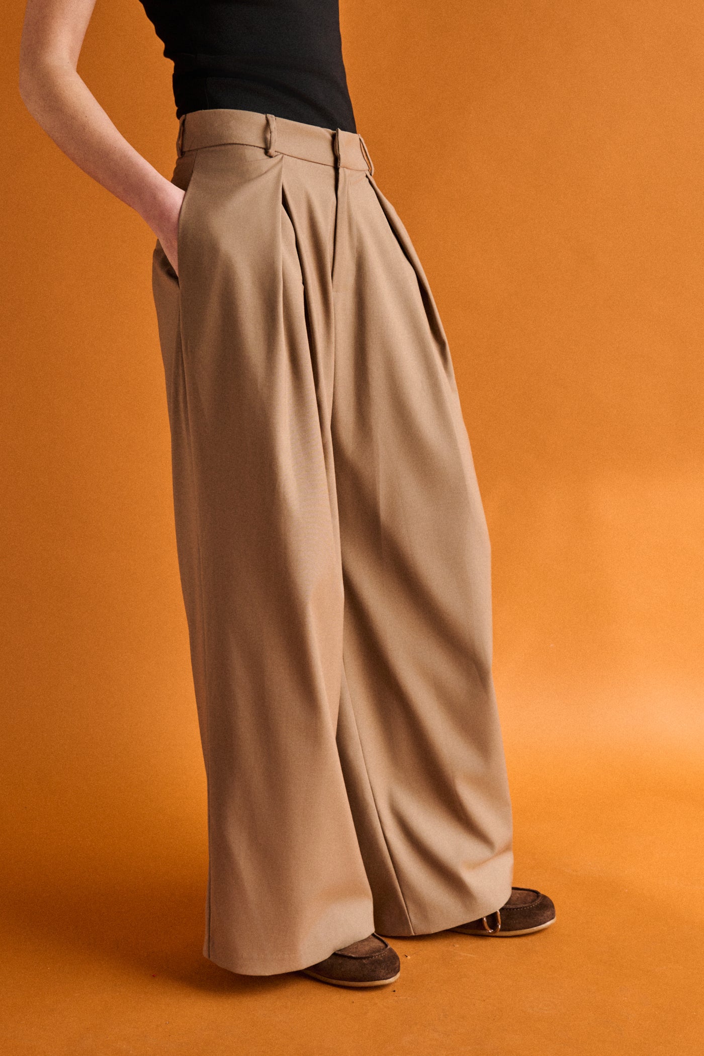 Pantaloni con pinces - BEIGE