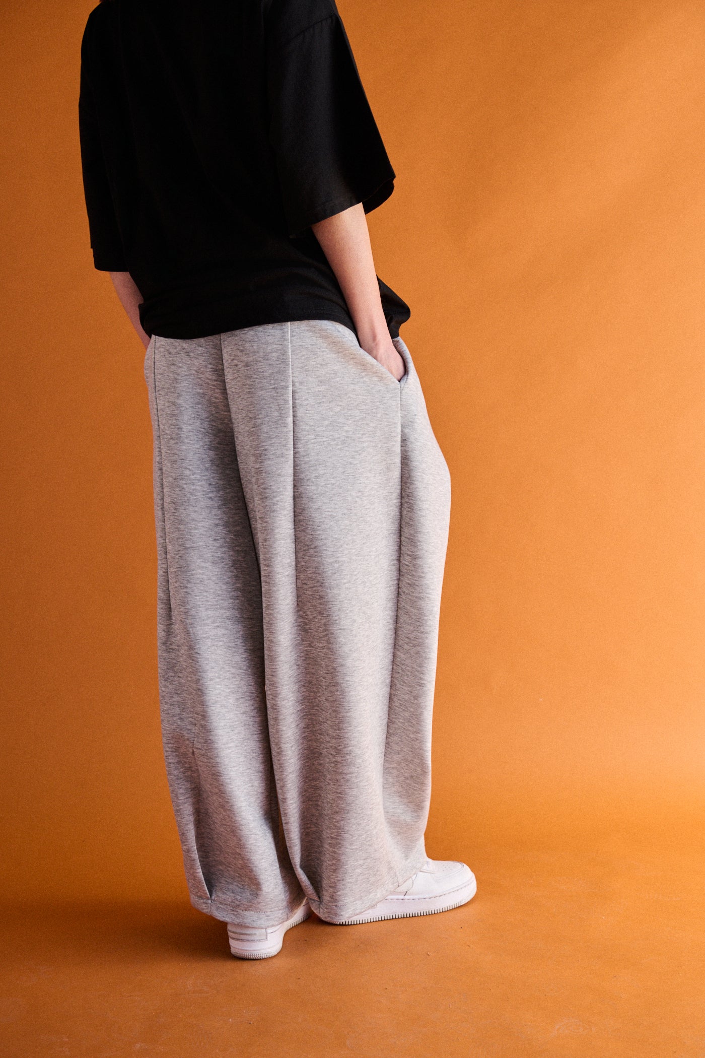 Pantalone wide leg neoprene - GRIGIO