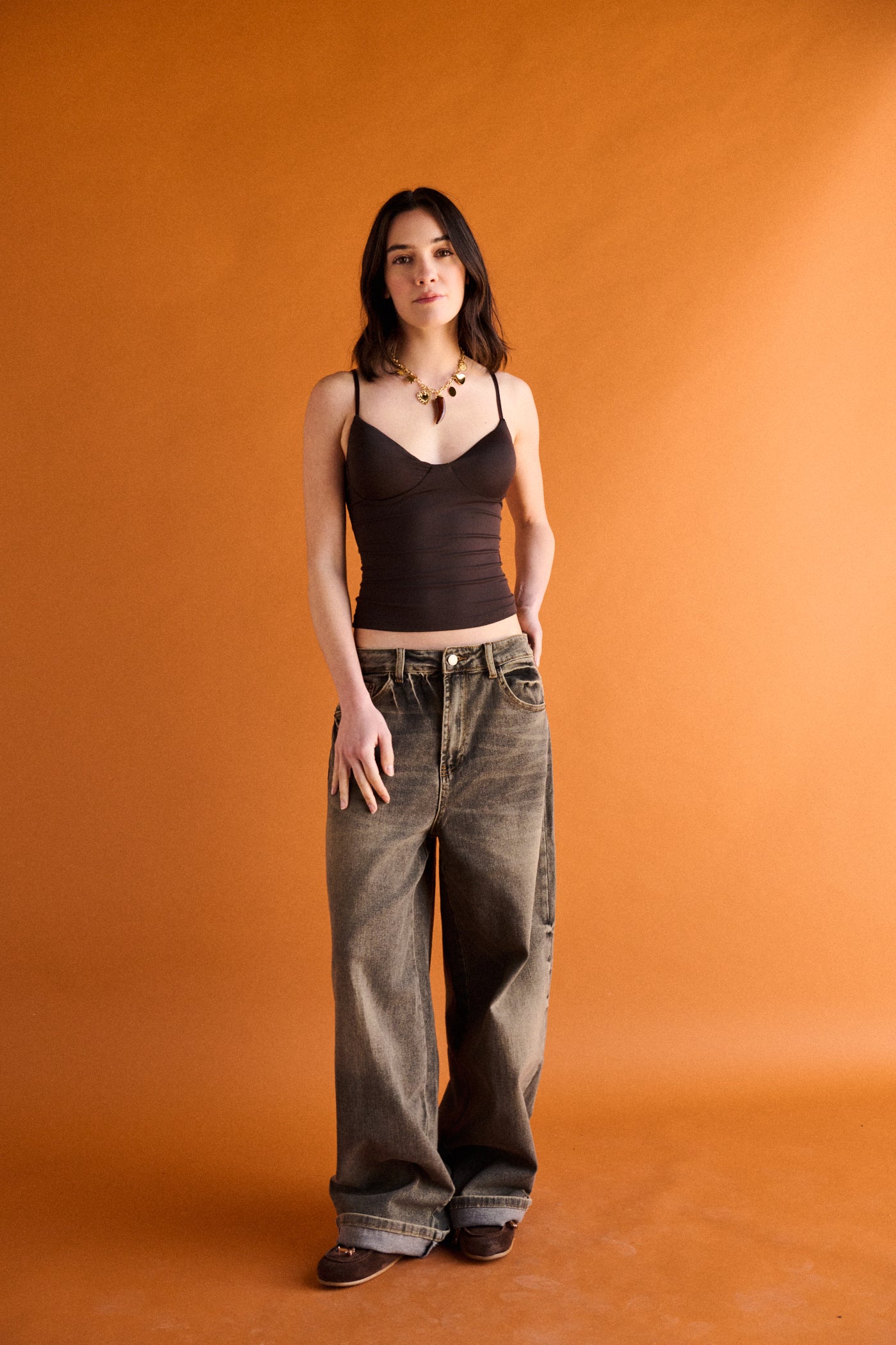jeans baggy folded - nero stone