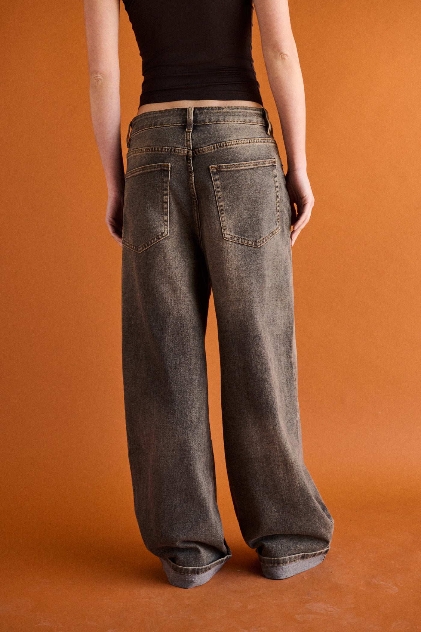 jeans baggy folded - nero stone