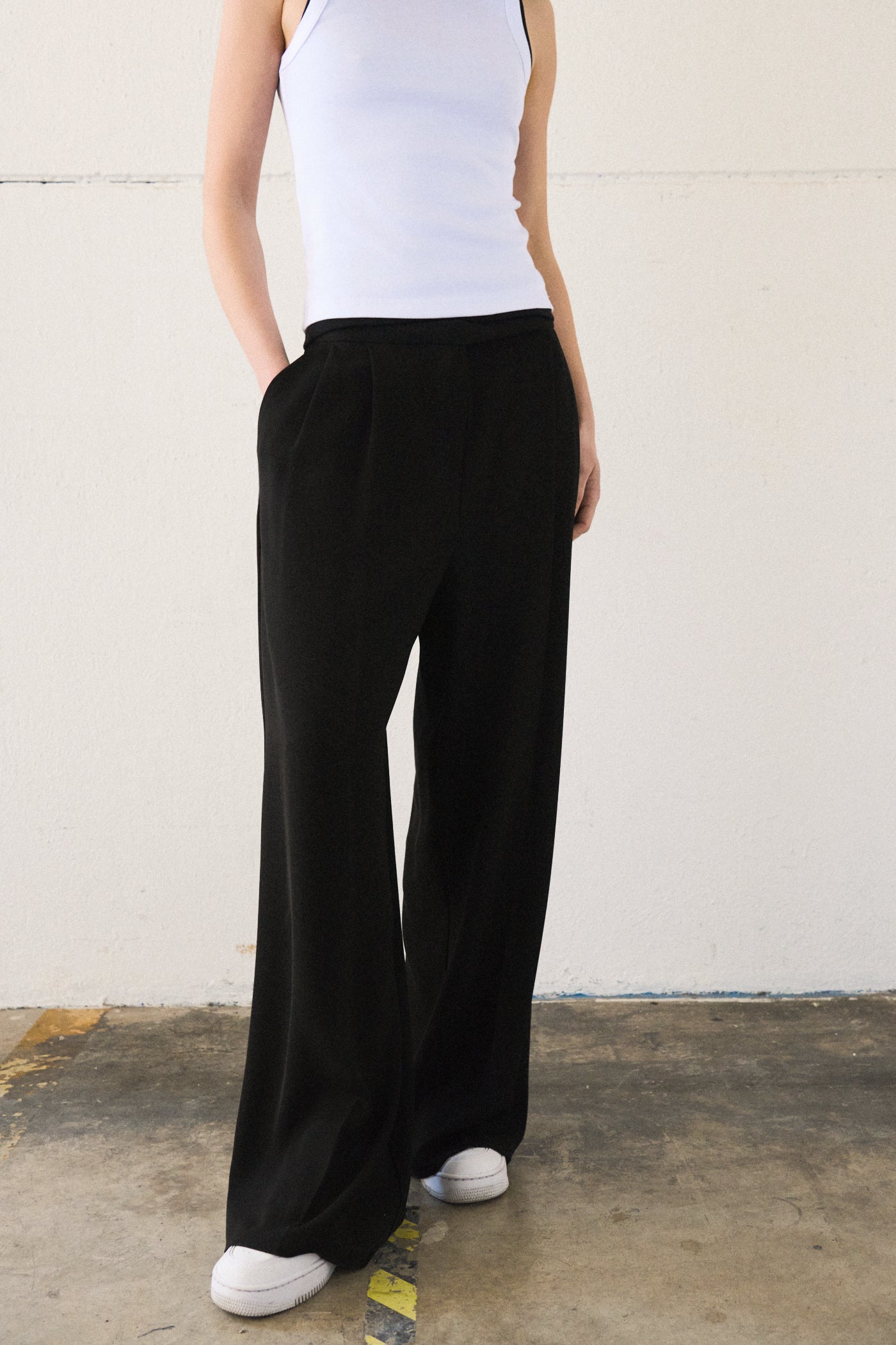 Pantalone wide leg unito - NERO