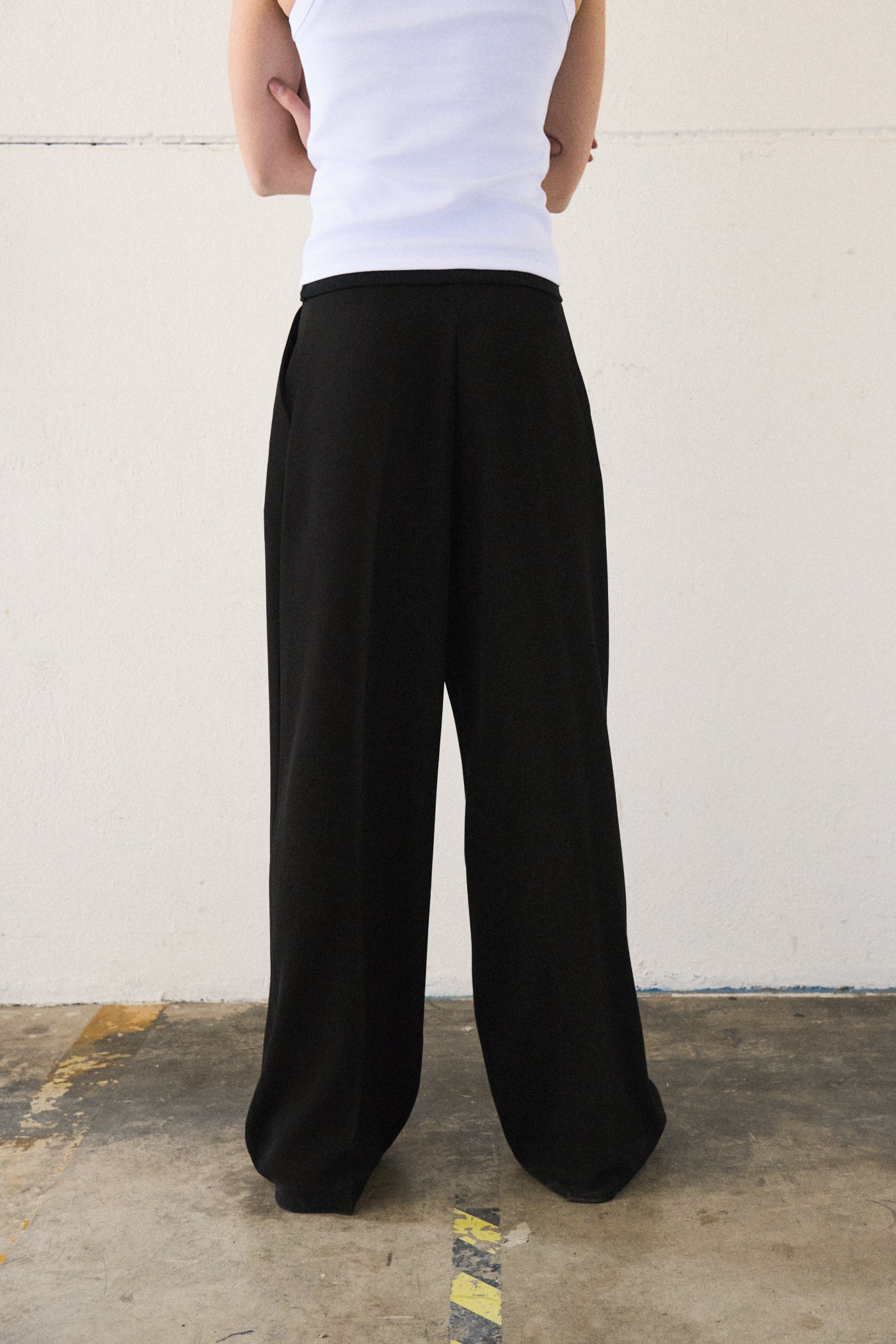 Pantalone wide leg unito - NERO