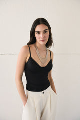 Top spalline con coppe - NERO