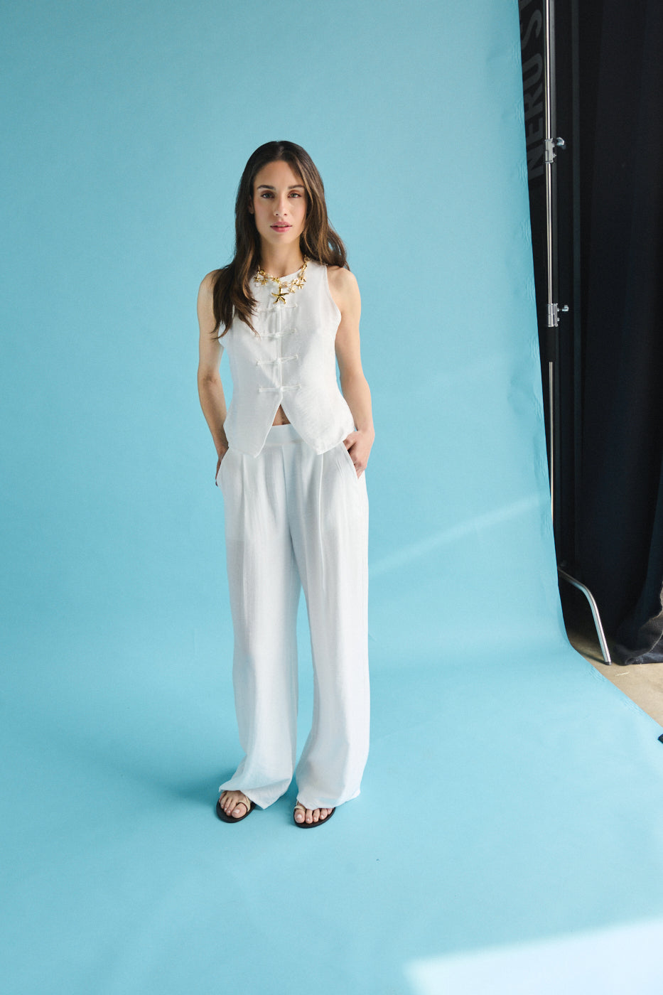 Pantalone wide leg - Ecru