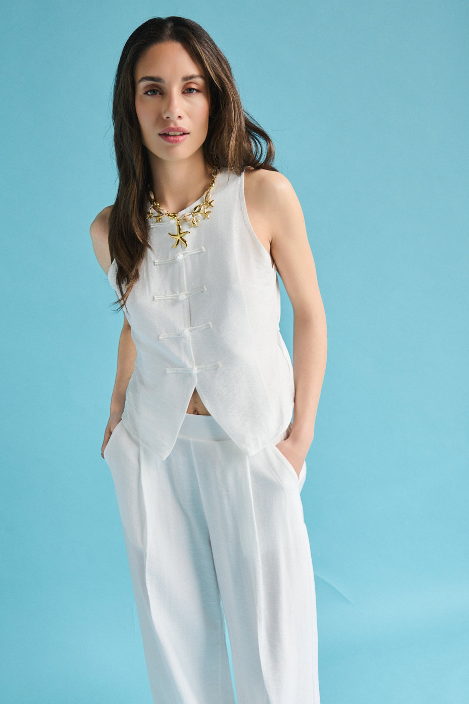Gilet con alamari - BIANCO