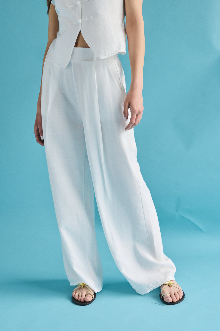 Pantalone wide leg - Ecru