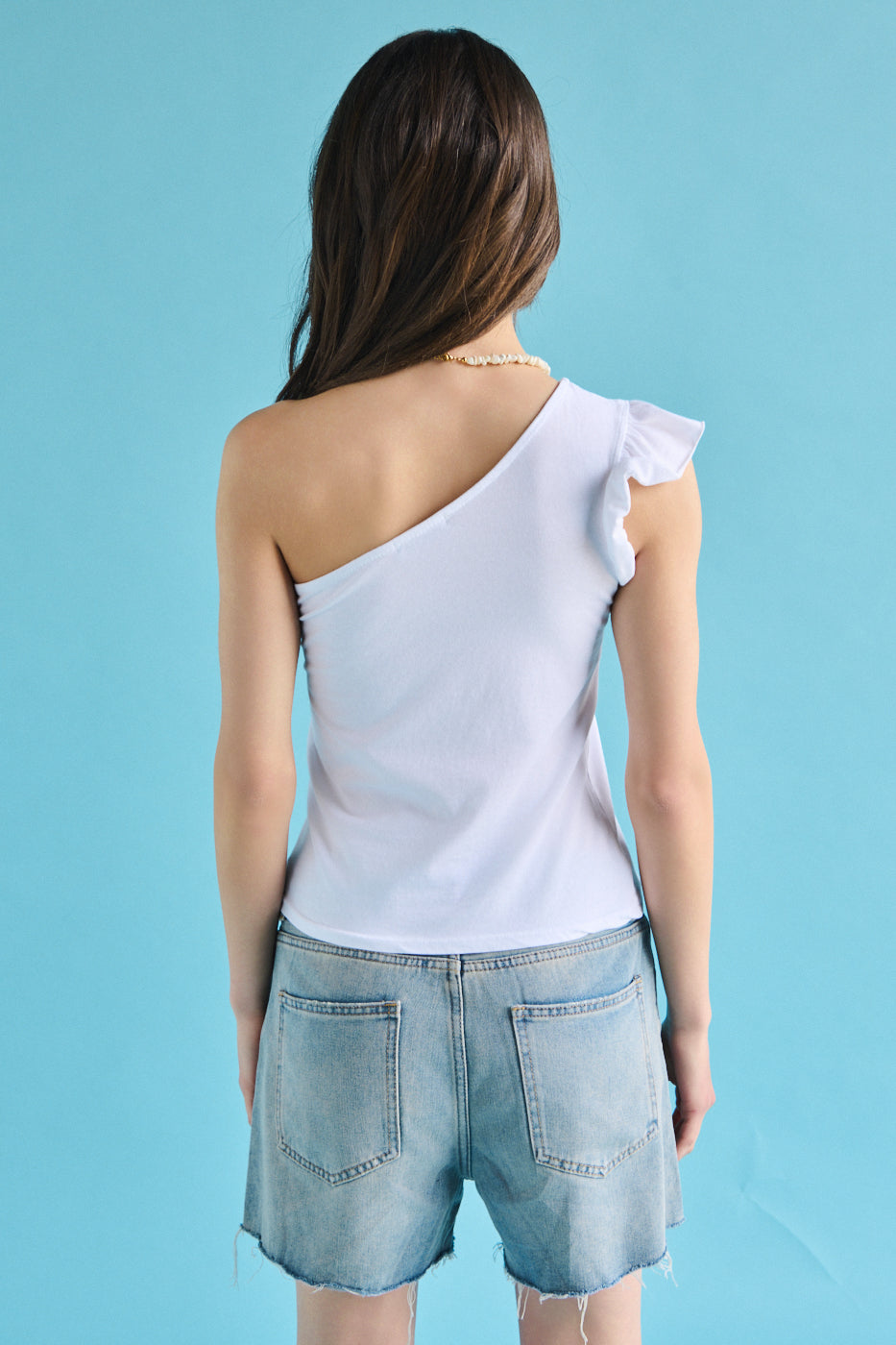Top monospalla aletta - BIANCO