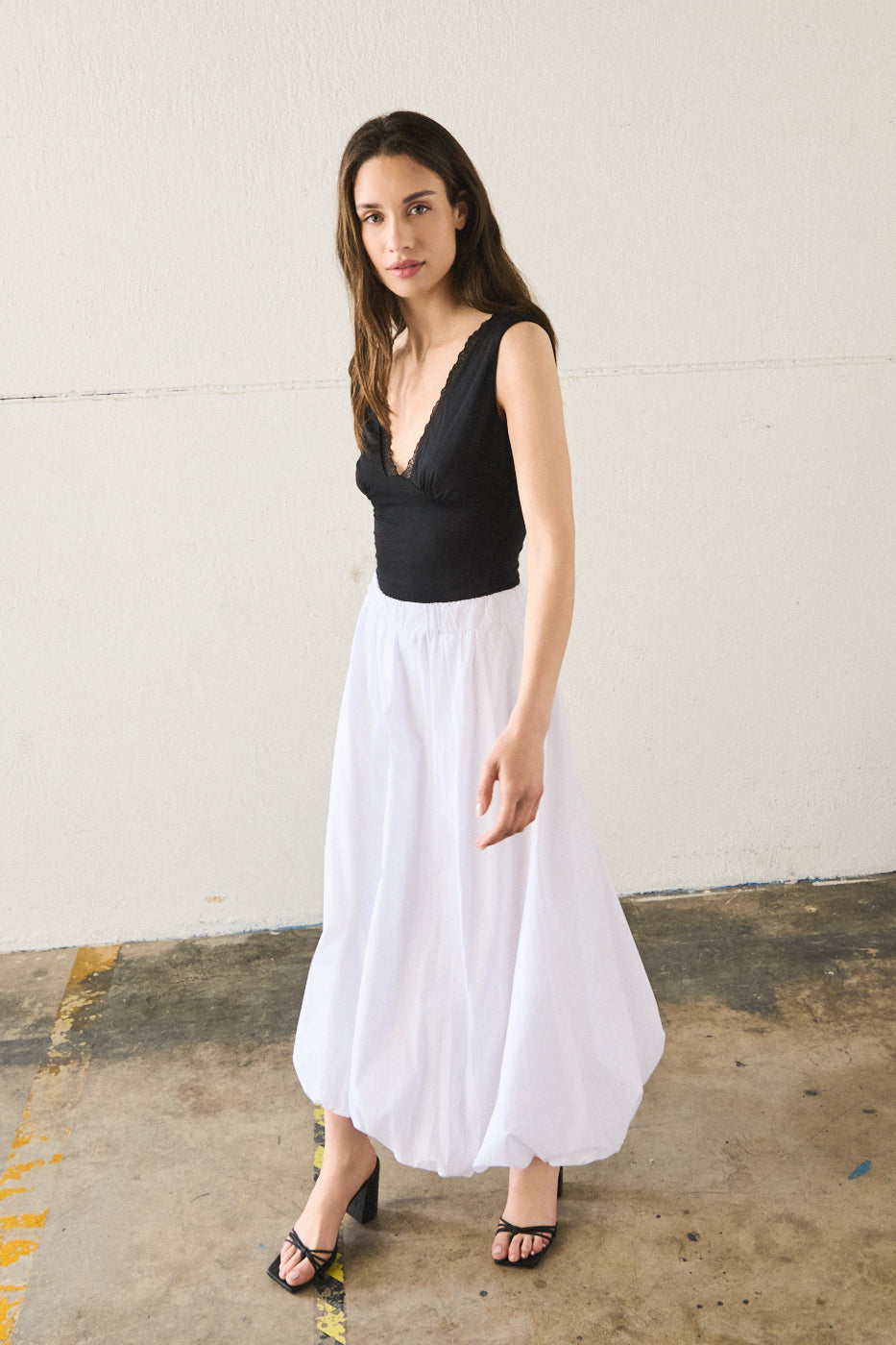 Top inserti pizzo - NERO