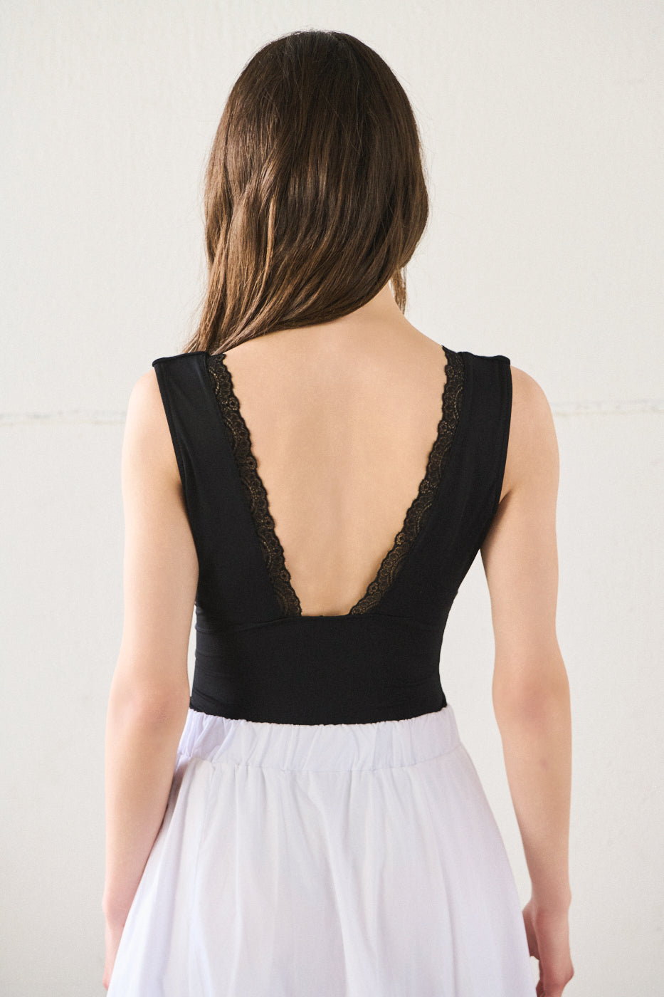 Top inserti pizzo - NERO