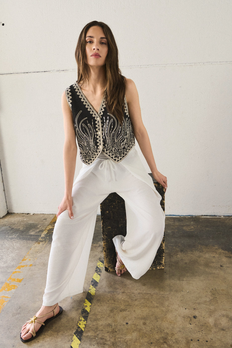 Pantalone a gamba larga - BIANCO