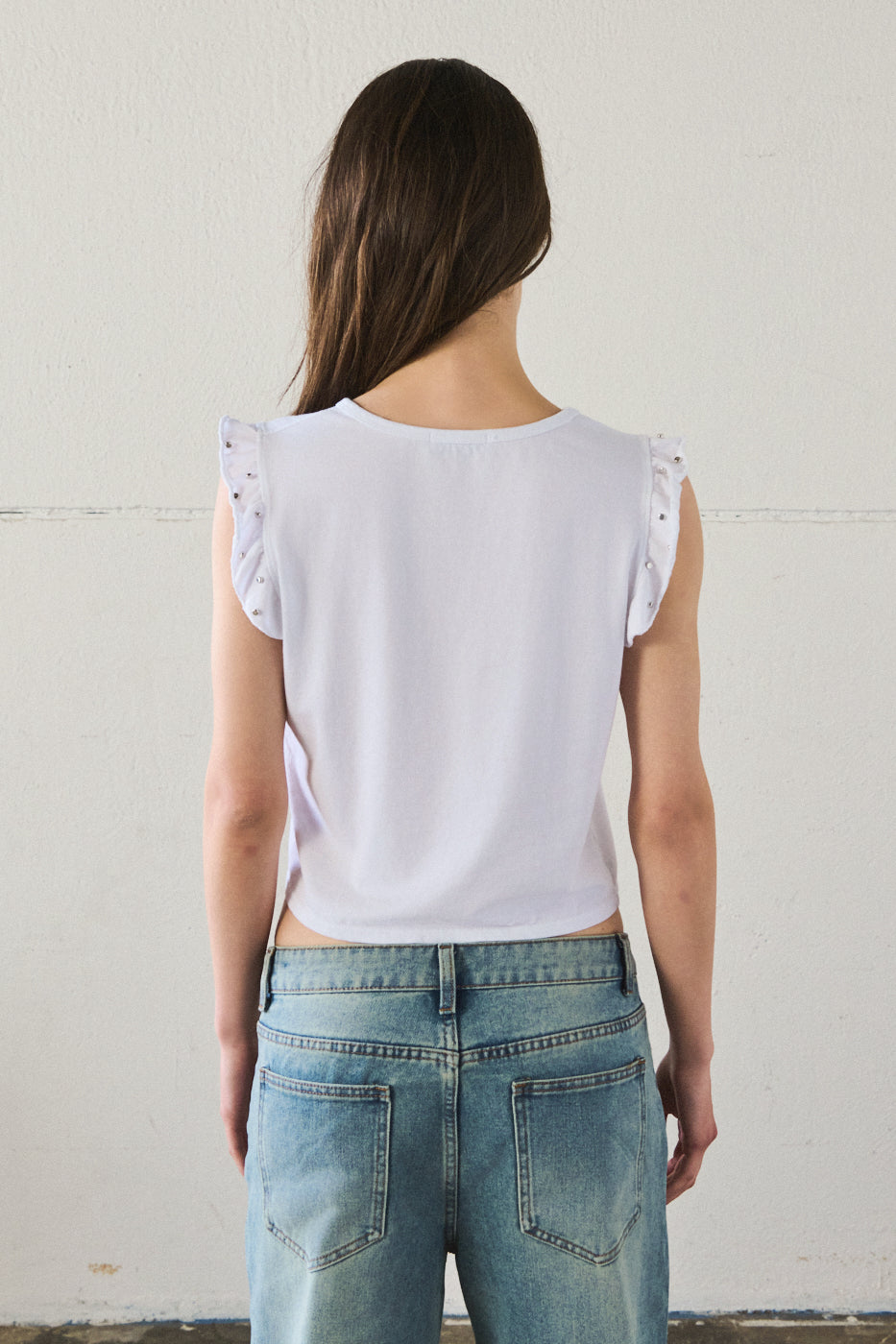 Maglia aletta con borchie - BIANCO