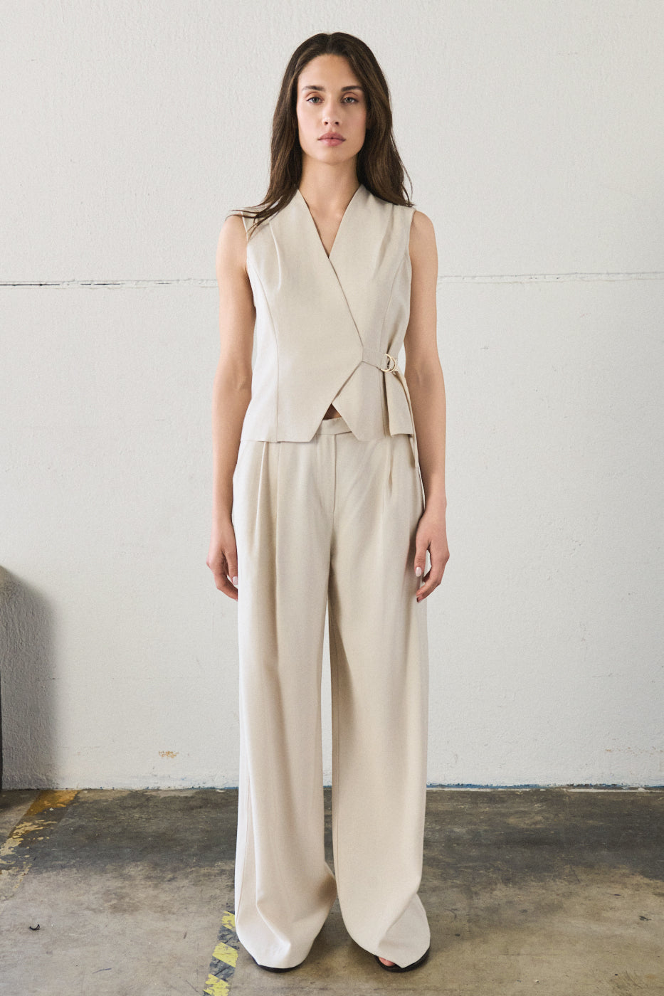 Gilet dettaglio laccio - PANNA