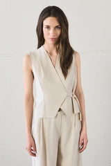 Gilet dettaglio laccio - PANNA