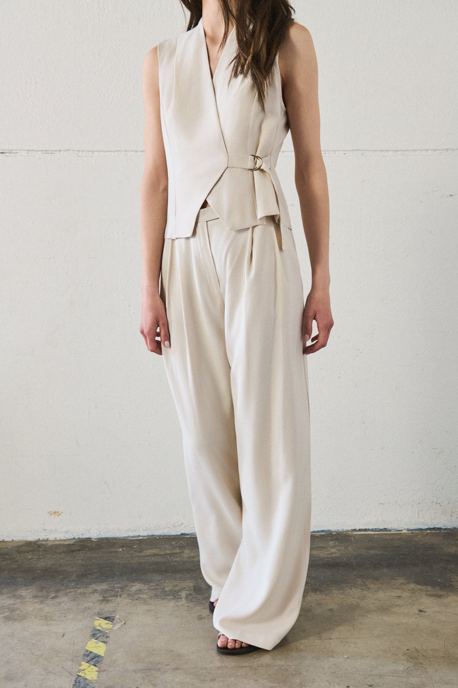 Pantaloni wide leg - PANNA