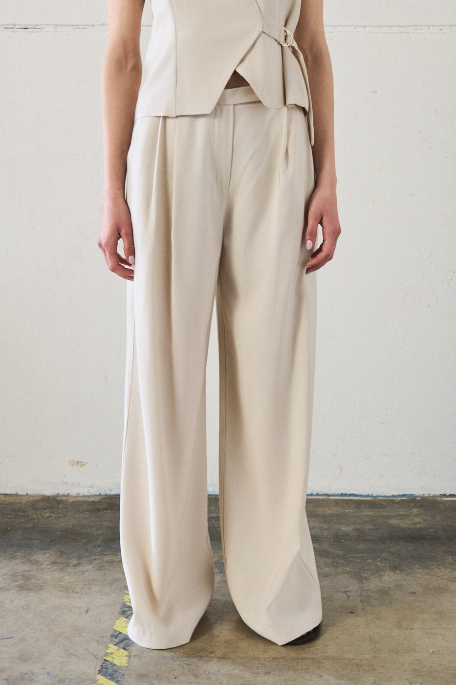 Pantaloni wide leg - PANNA