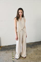 Pantaloni wide leg - PANNA