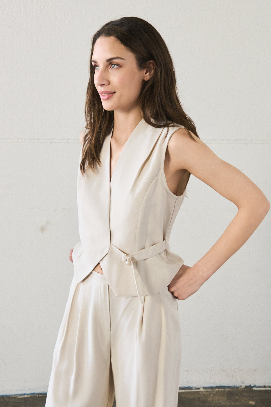 Gilet dettaglio laccio - PANNA