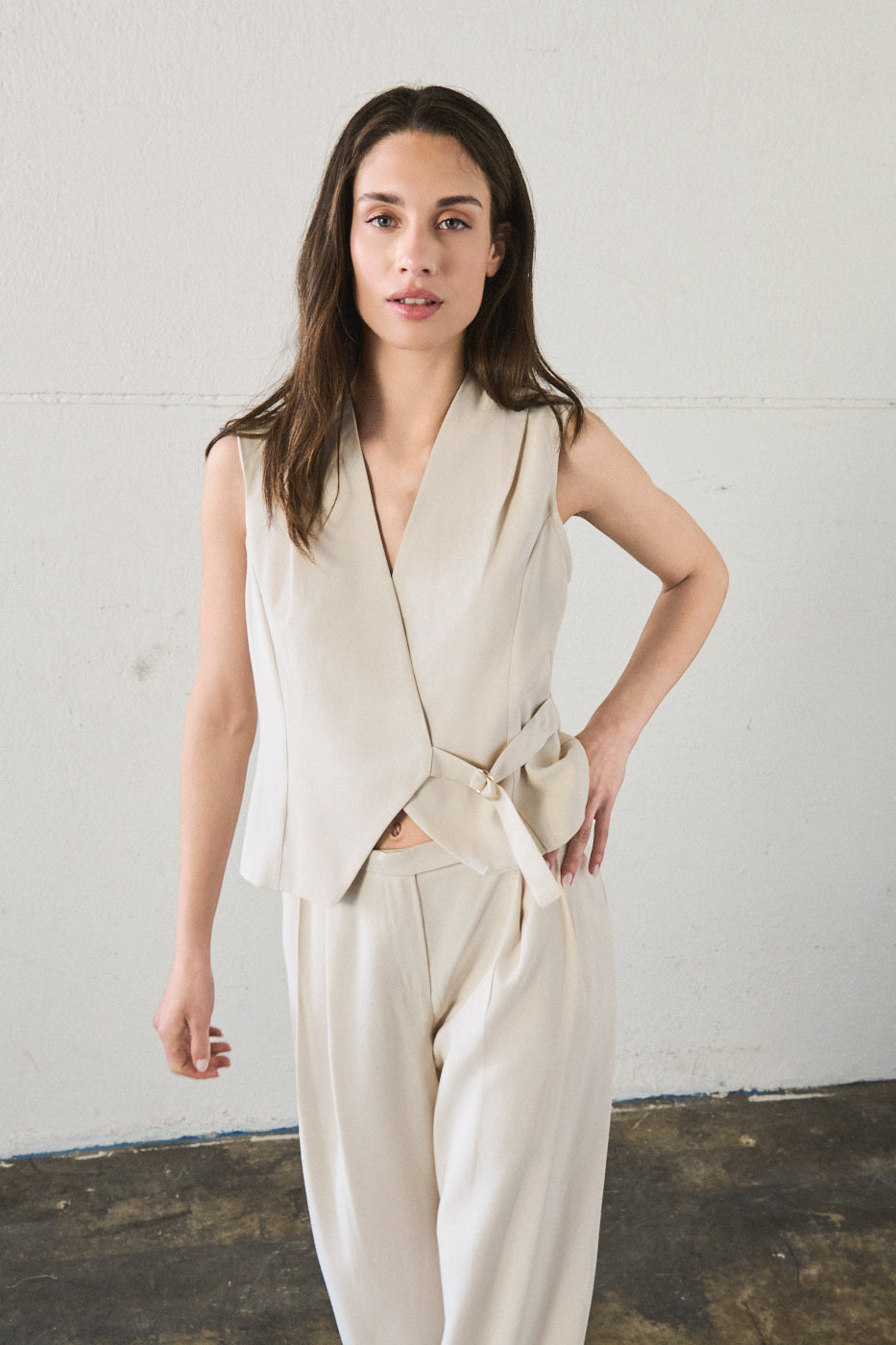 Pantaloni wide leg - PANNA