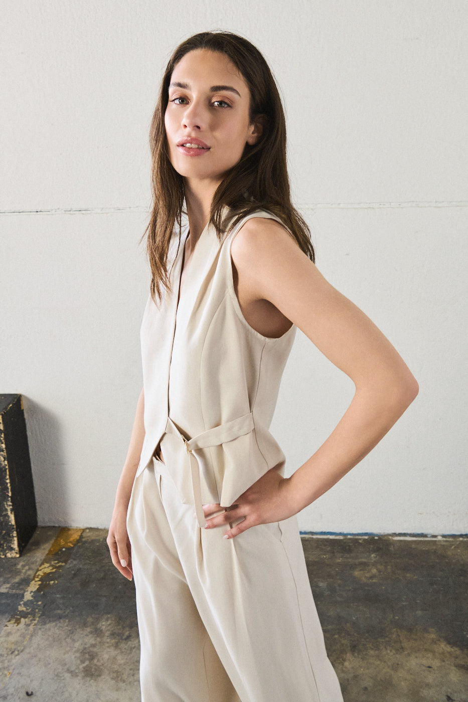 Gilet dettaglio laccio - PANNA