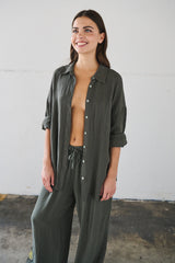 Pantaloni dritti fluidi - MILITARE