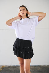 Skort volant con borchie - NERO