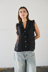 Camicia con rouches - NERO